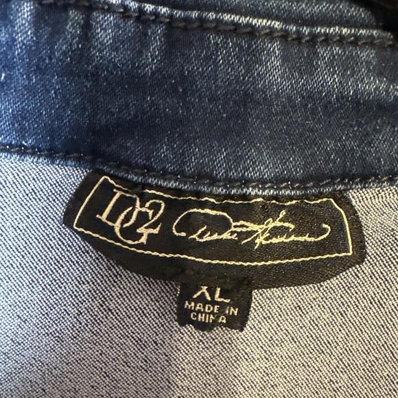 DG2 Diane Gilman Crane Cherry Blossom Denim Jacket Women’s Blue Floral XL - Picture 4 of 9